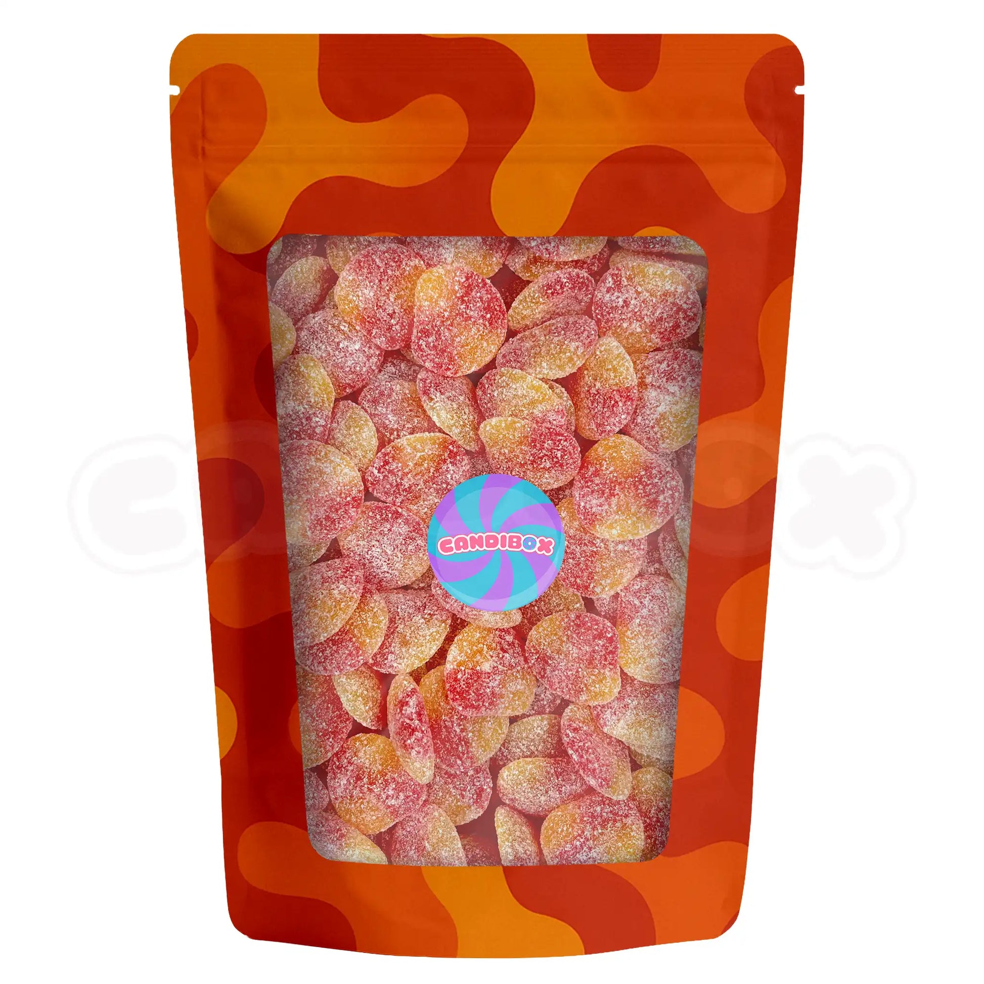 Sucreries gélifiées Haribo aux couleurs orange et rose