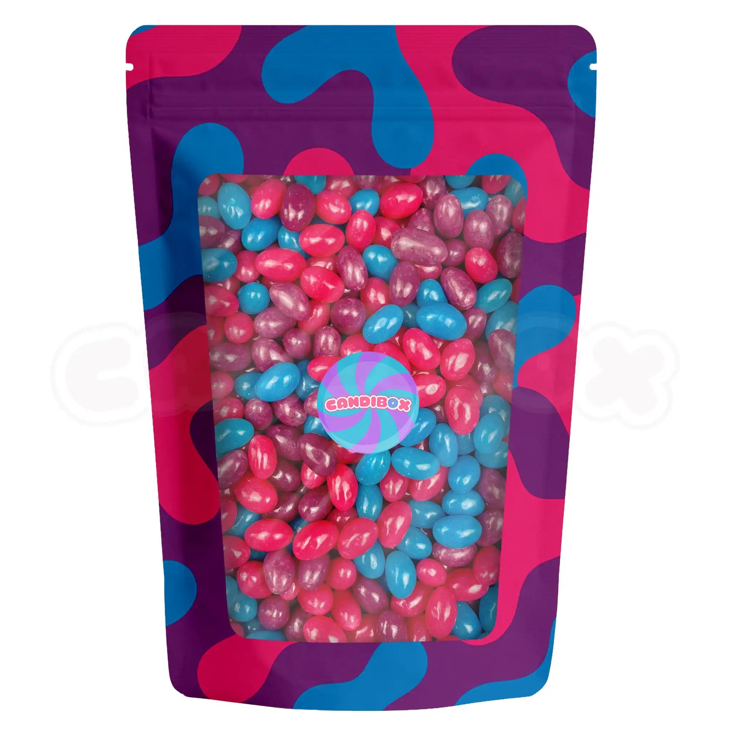 Mélange de jelly beans colorés aux saveurs fruitées