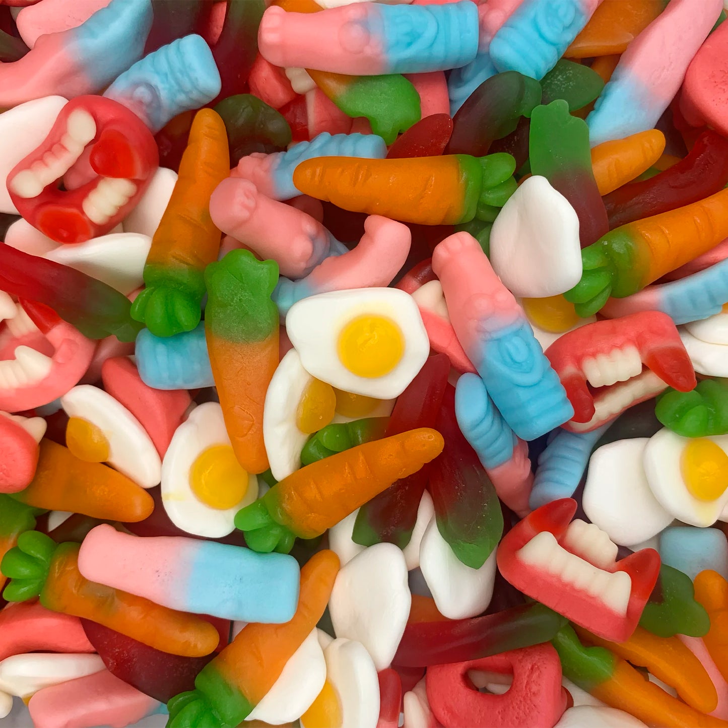 Bonbons lisses colorés au goût fruité mix Haribo, Trolli, Lutti