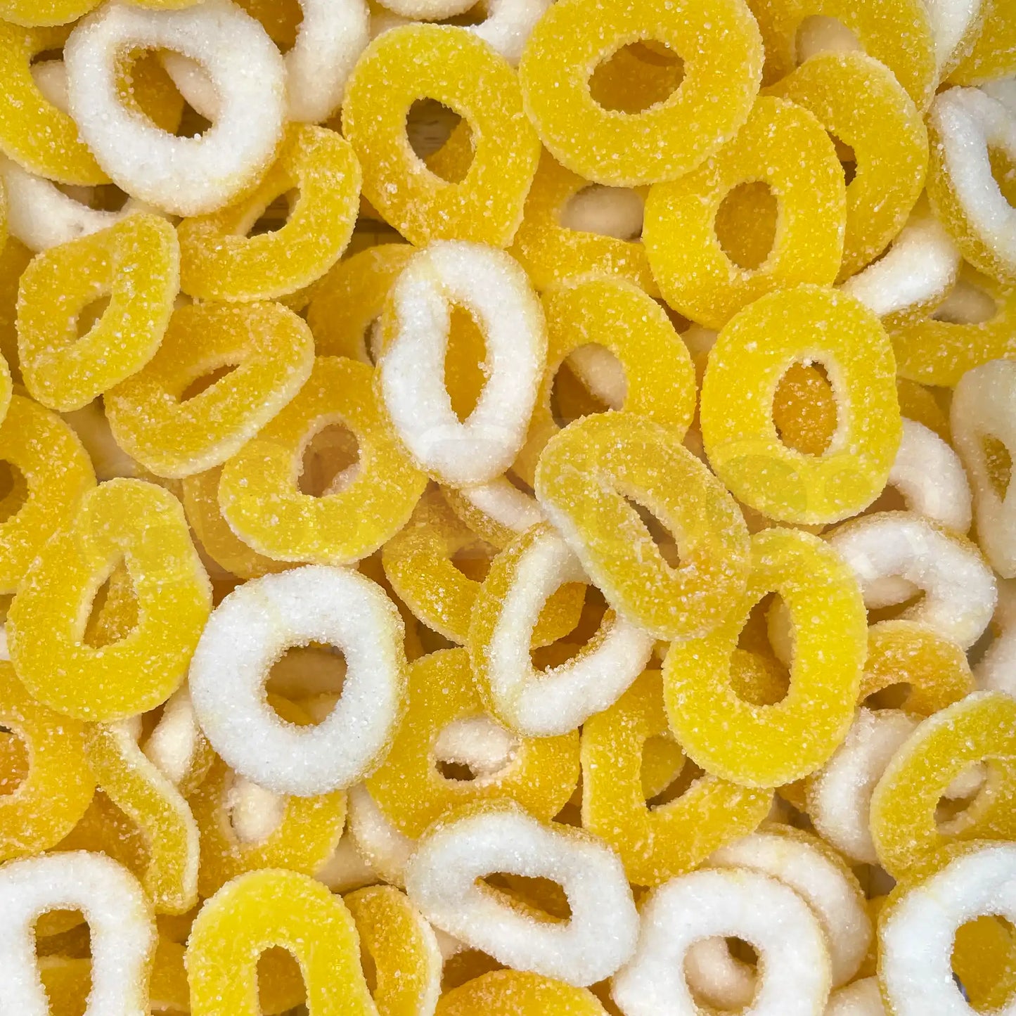 Anneaux jaunes gélifiés au citron acidulé