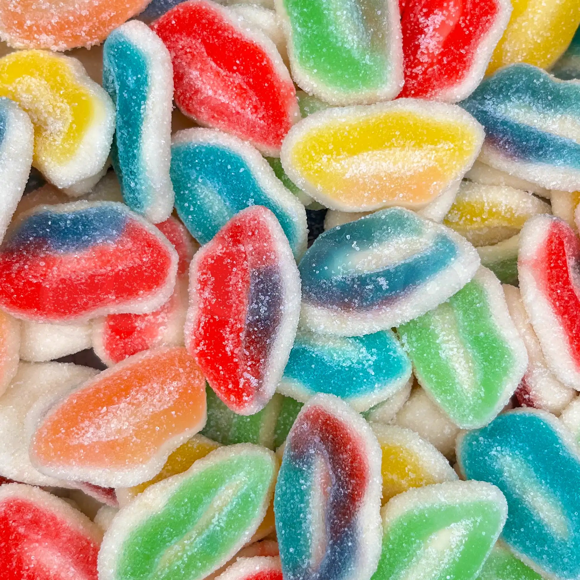 Gros plan sur des bonbons lèvres Dulceplus acidulés