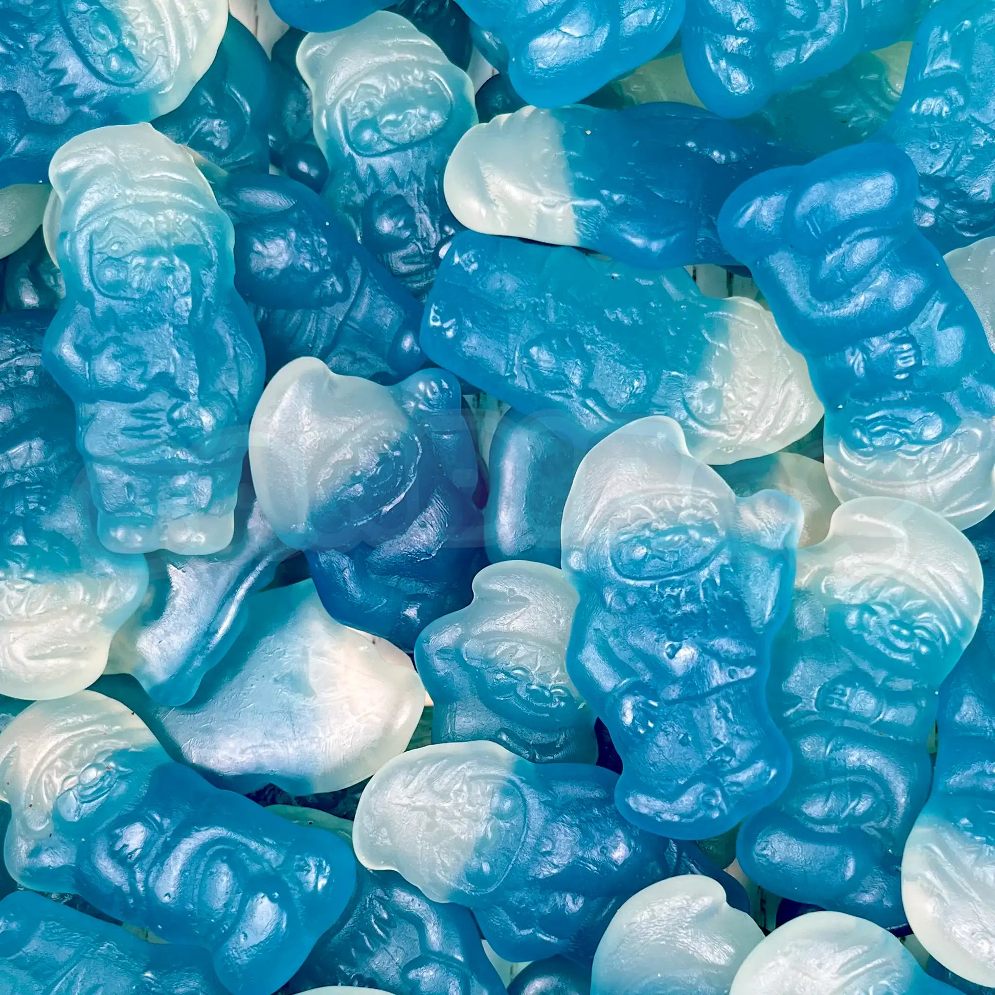 Vue rapprochée de bonbons nains fruités Haribo