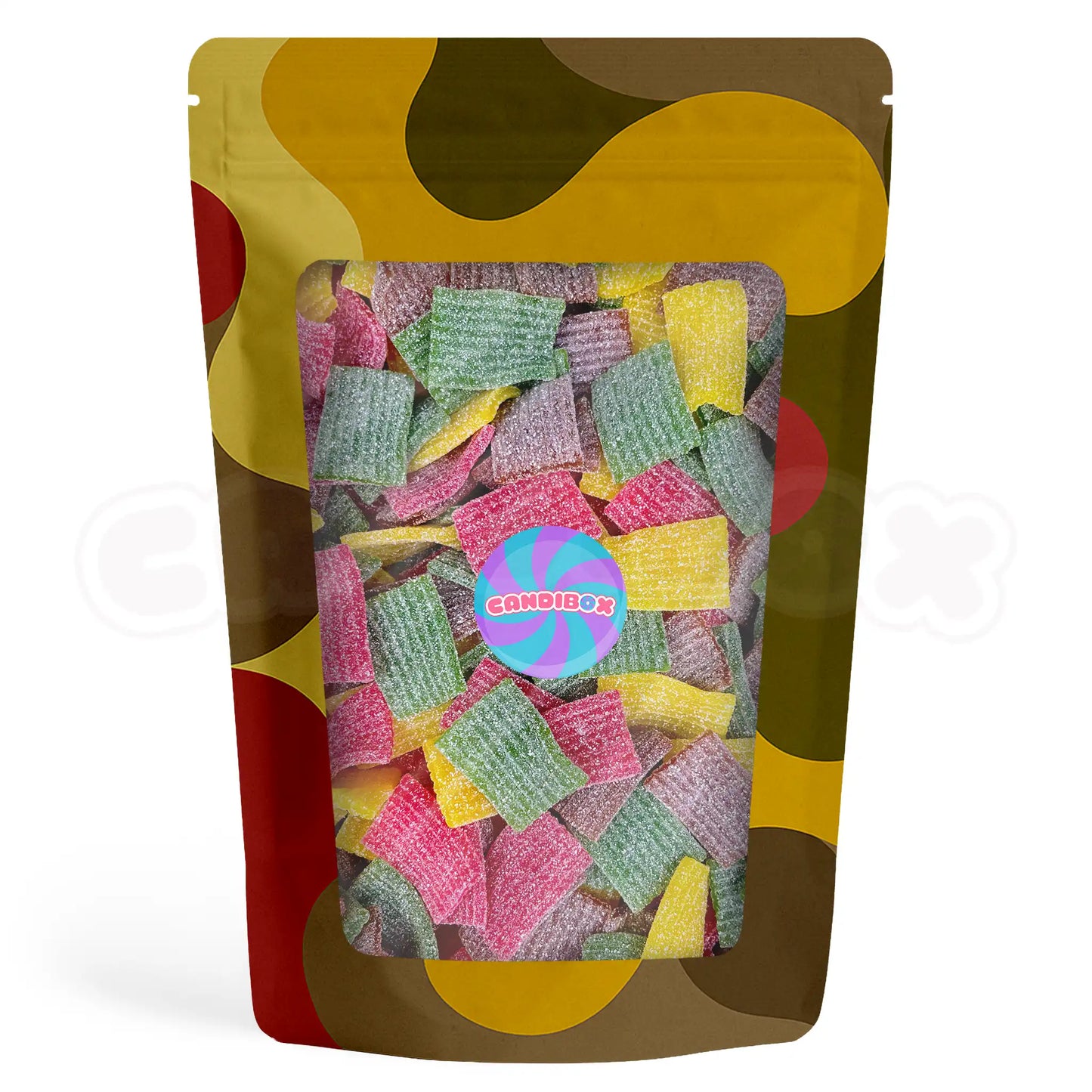 Gros plan sur la texture moelleuse des Pasta Frutta Haribo