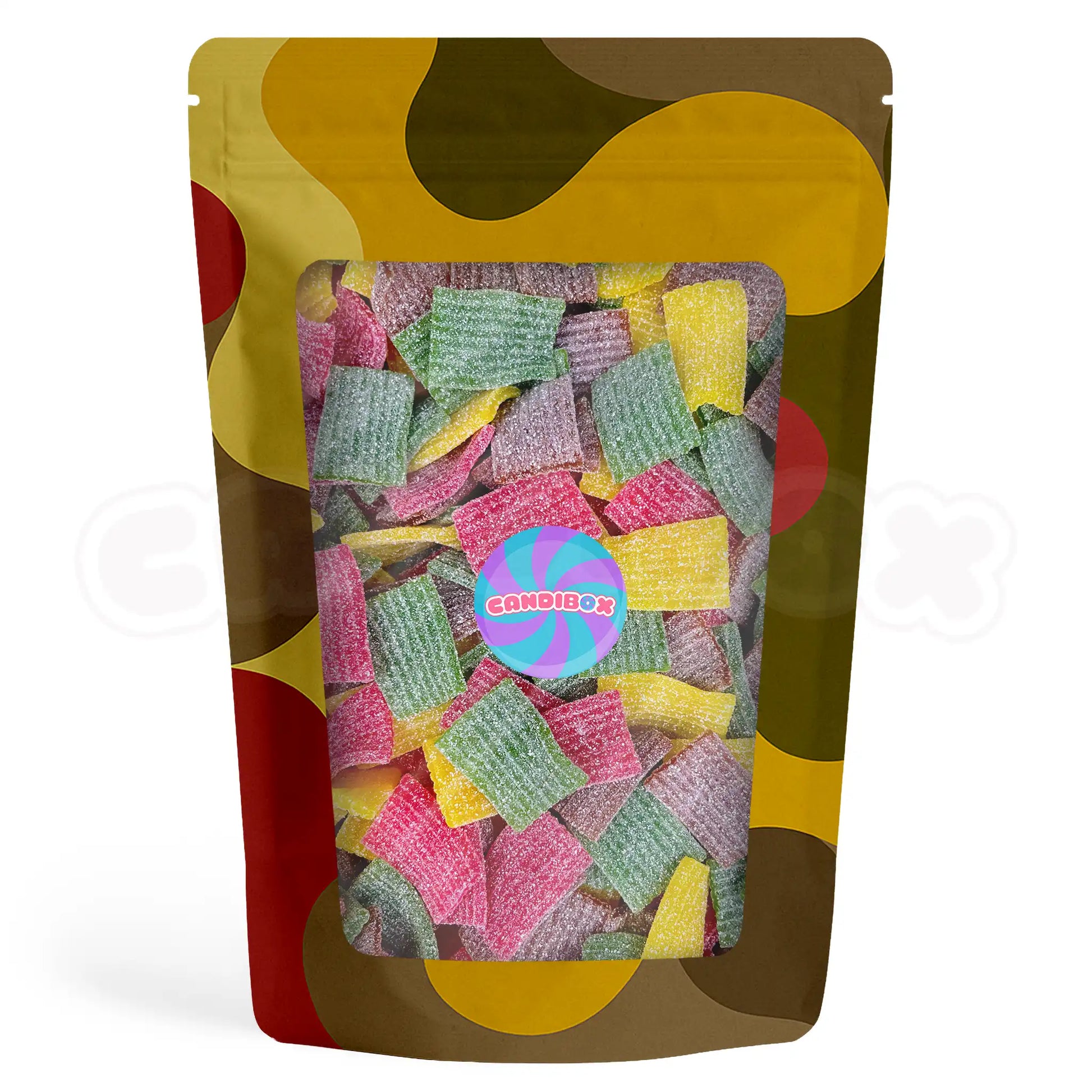 Gros plan sur la texture moelleuse des Pasta Frutta Haribo