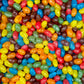 Bonbons Jelly Beans multicolores en vrac – vue de dessus