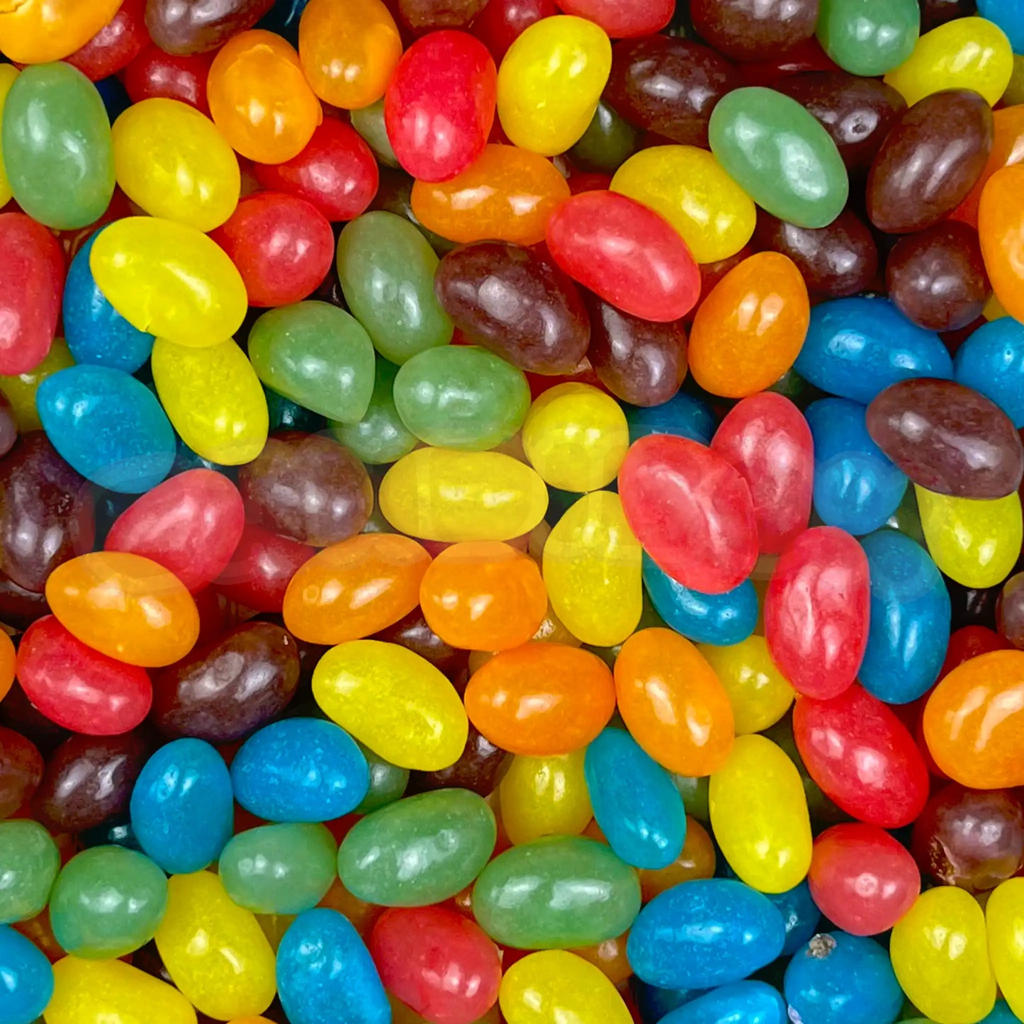 Gros plan Jelly Beans assortis – texture brillante