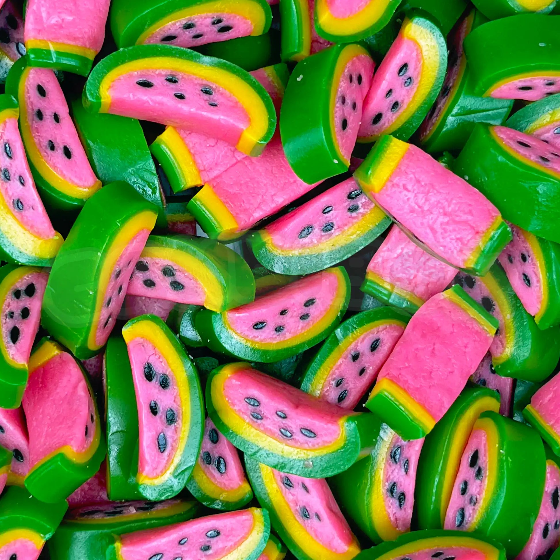 Bonbons en forme de tranche de pastèque, vue rapprochée